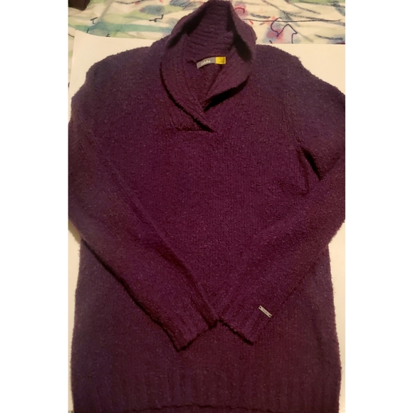 Cabela's wool blend cowl V-neck sweater purple small petite - Picture 3 of 6